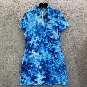 ACEGOLFS Midi Dress Womens Large Blue White Pockets